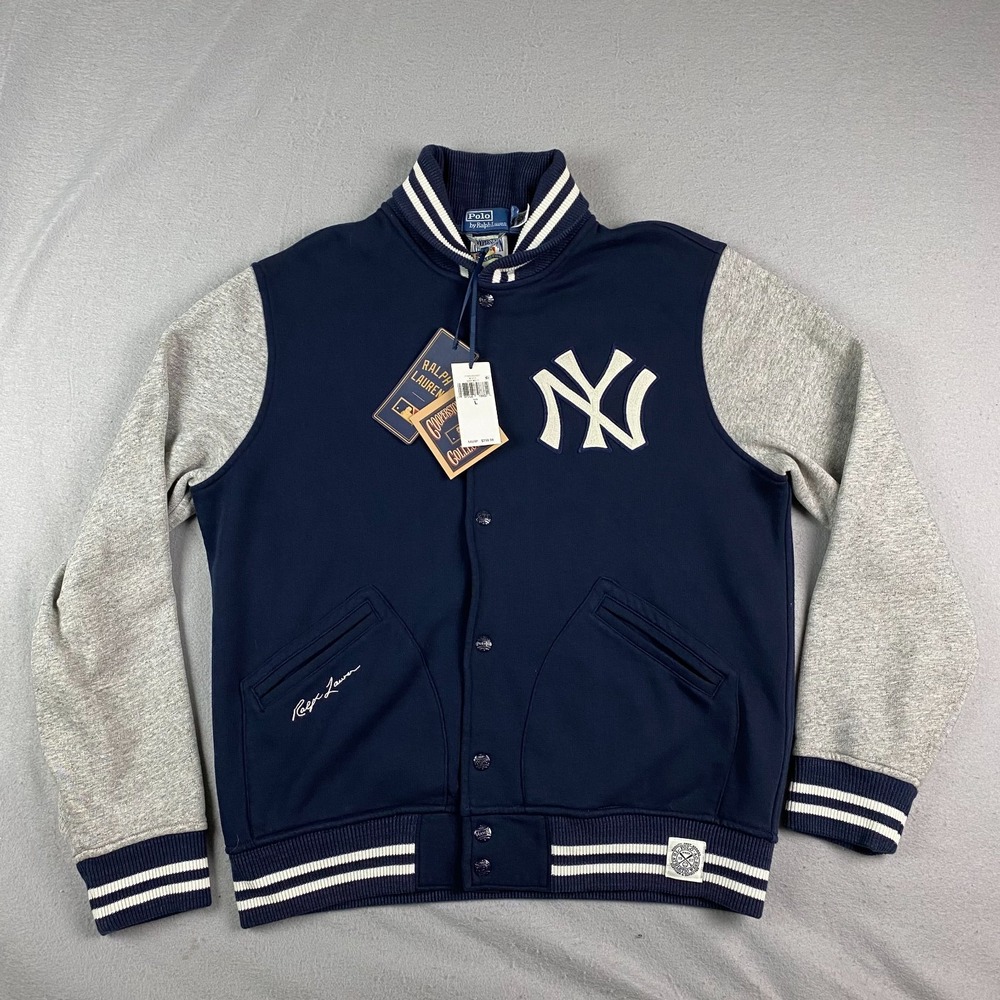 Polo Ralph Lauren New York Yankees Mens Jacket L bronx Bomber fleece Navy NWT - Picture 4 of 15